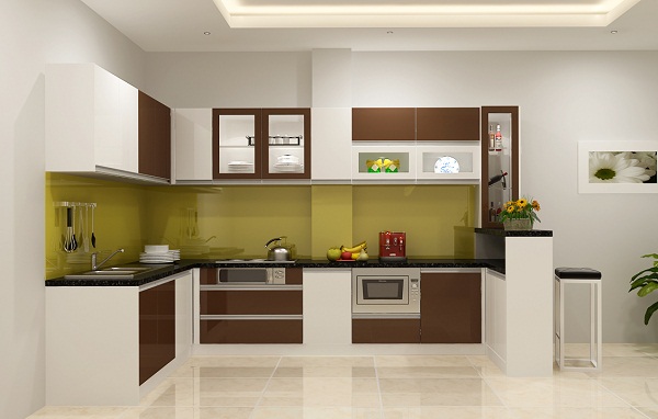 tủ bếp gỗ công nghiệp phong cách hiện đại